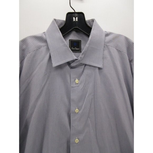 David Donahue Shirt 18 1/2 XXL Button Down Plaid Logo Dress Shirt Woven - Picture 2 of 12